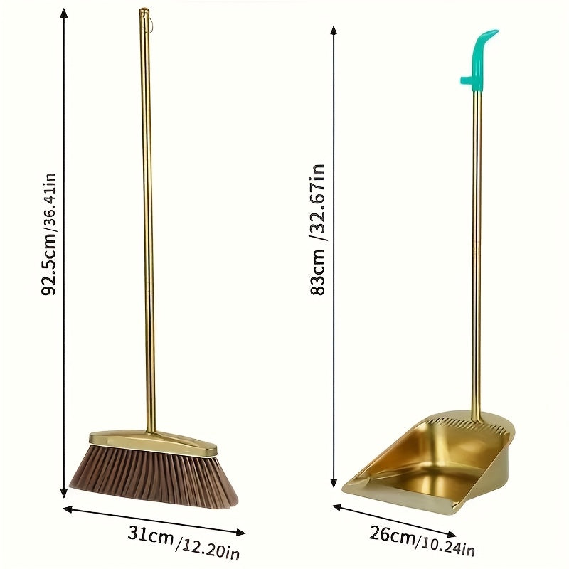 Extra-Long Premium Golden Stainless Steel Broom with Serrated Edge