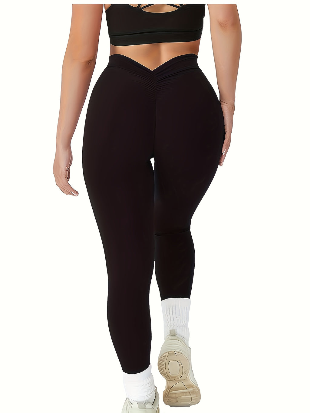 Women's High-Waist V-Cut Yoga Leggings - Stretchy, Butt-Lifting, Non-See-Through Fitness Pants for All Seasons, Brown, Yoga Pants