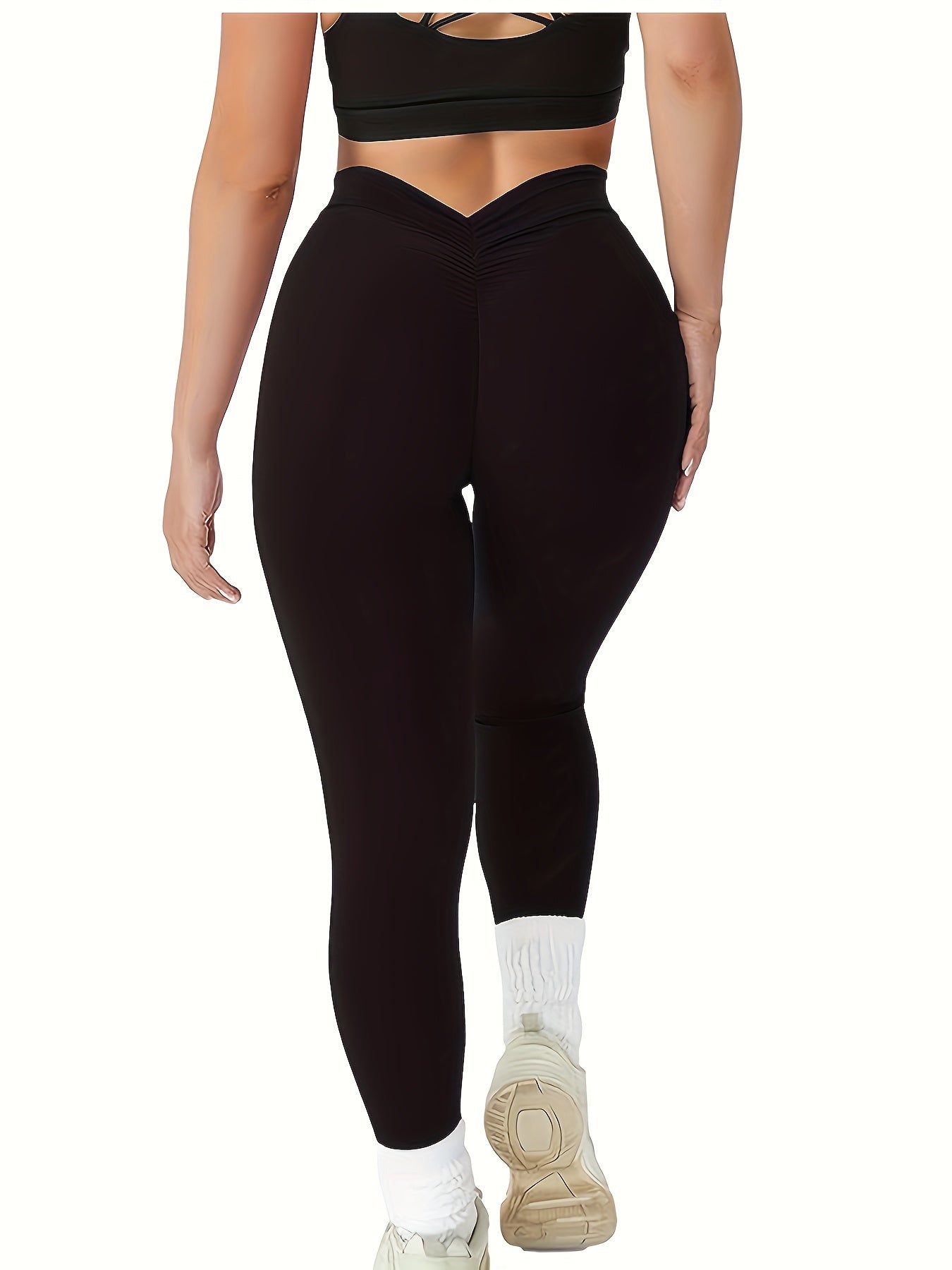 Women's High-Waist V-Cut Yoga Leggings - Stretchy, Butt-Lifting, Non-See-Through Fitness Pants for All Seasons, Brown, Yoga Pants
