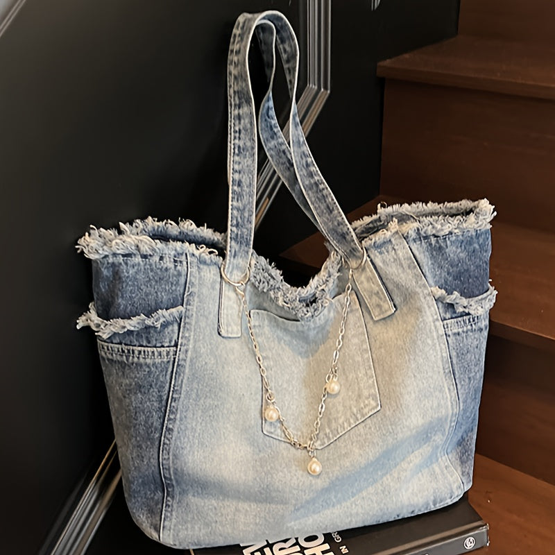 Solid Color Versatile Tassel Pendant Shoulder Bag