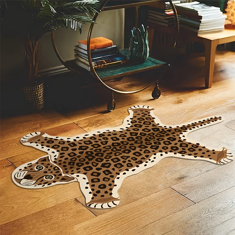 Plush Leopard Print Area Mat