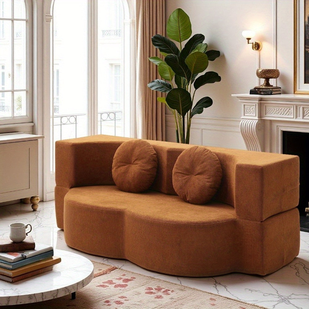 2-in-1 Convertible Folding Sofa Bed with Mattress