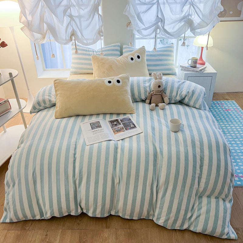 Milk Fleece Striped Duvet Cover