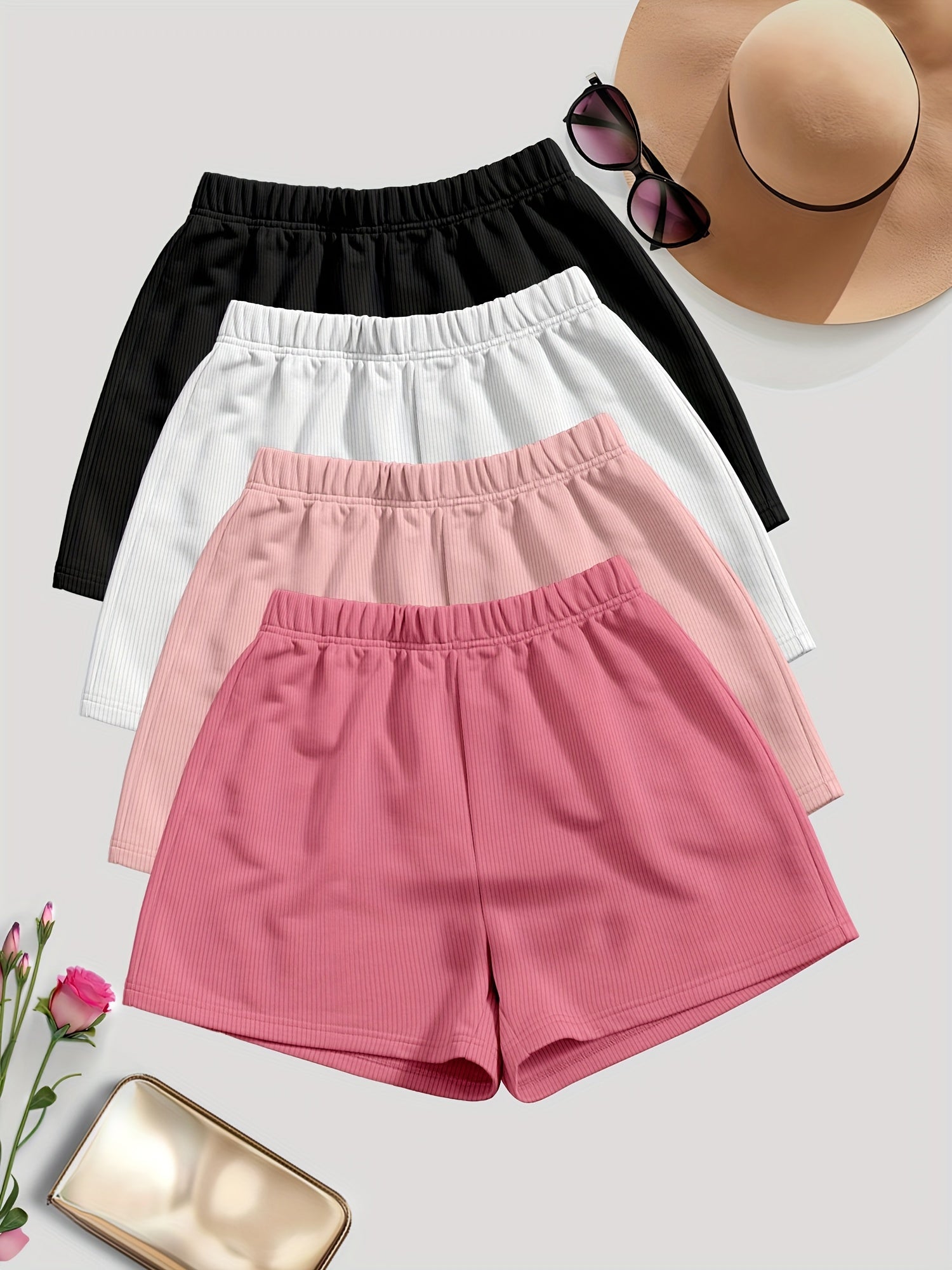 Solid Color Casual Shorts {4pcs}
