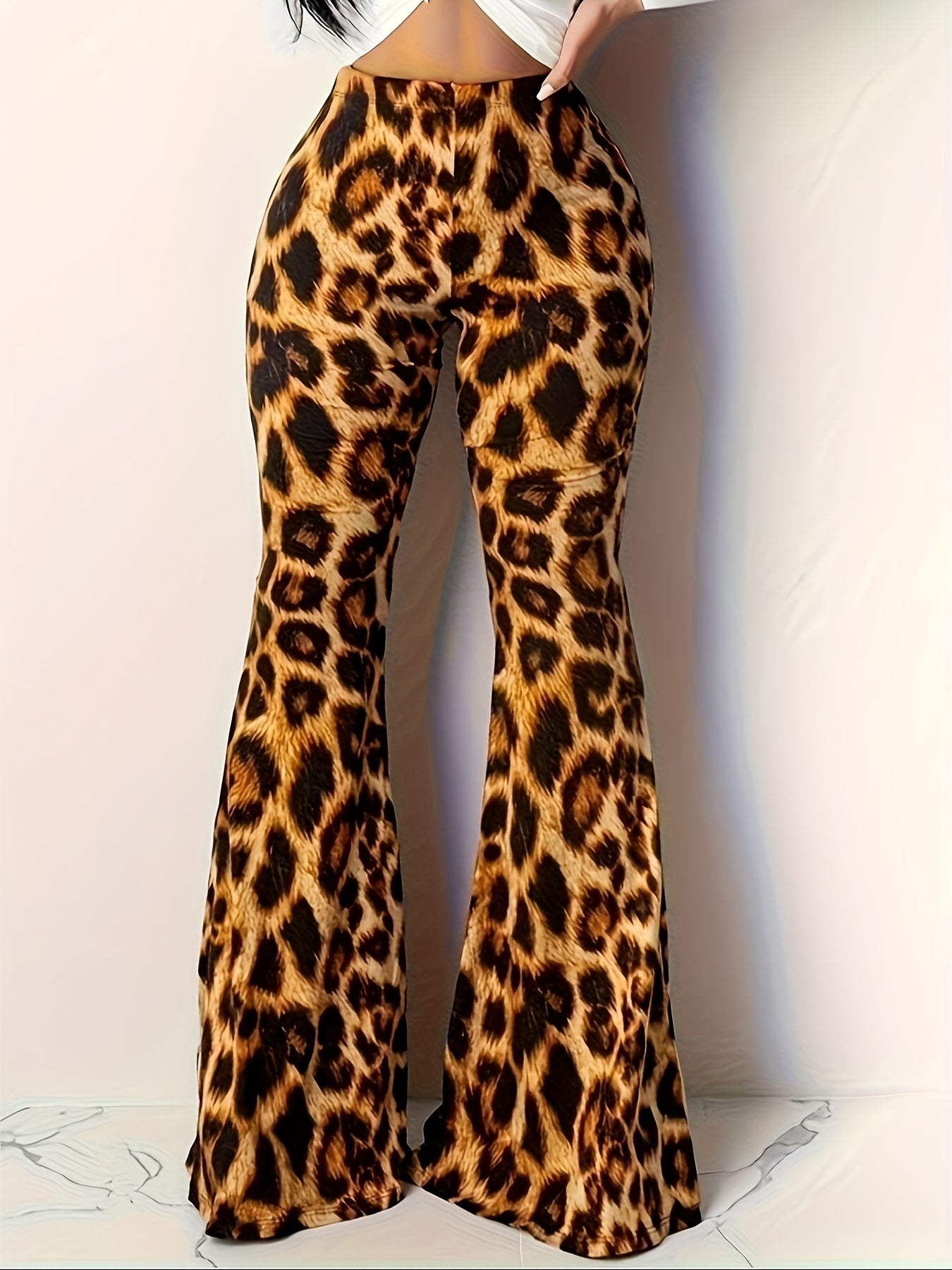 Leopard Print Flare Leg Pants