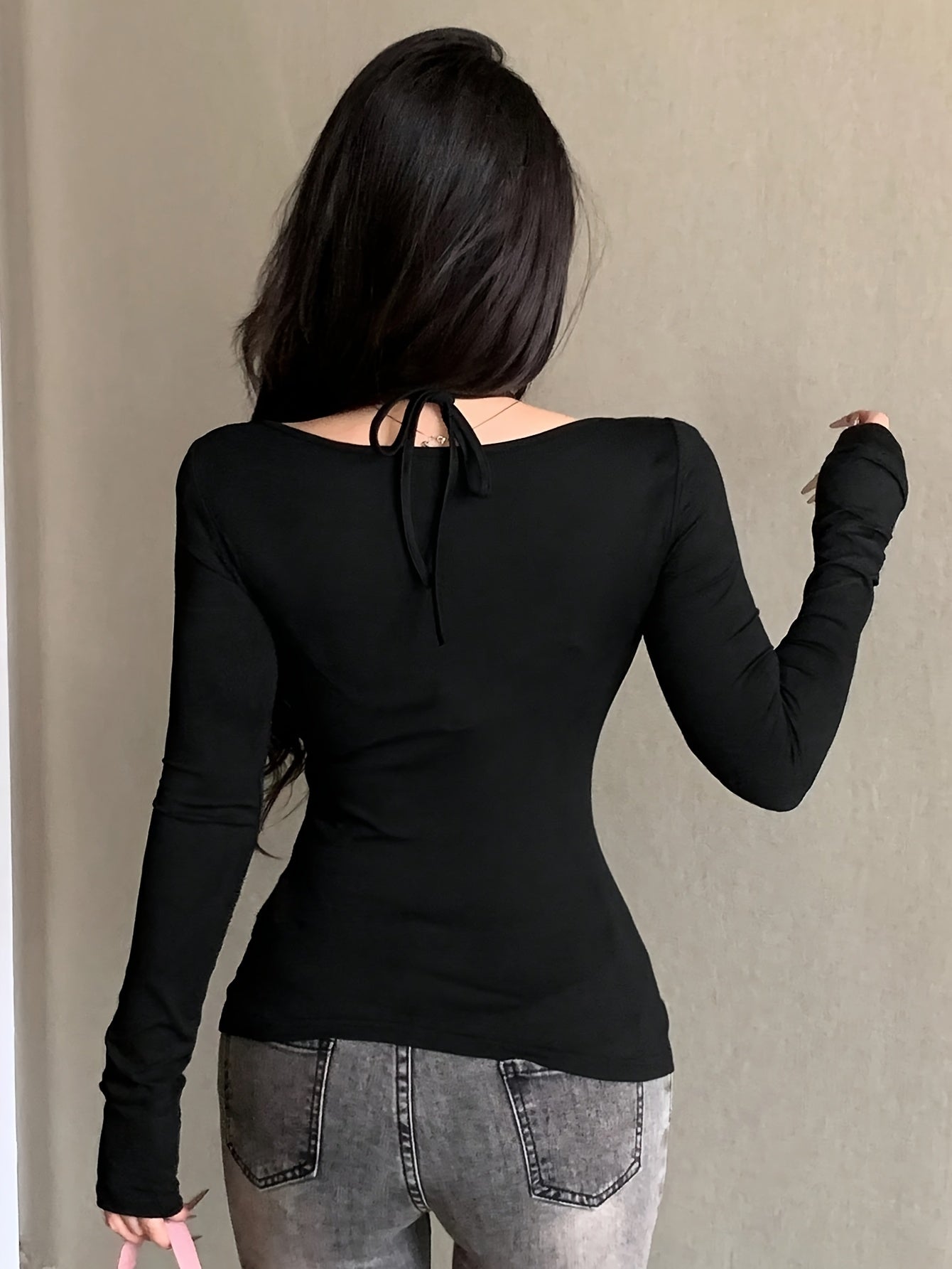 Off-Shoulder Long Sleeve T-Shirt