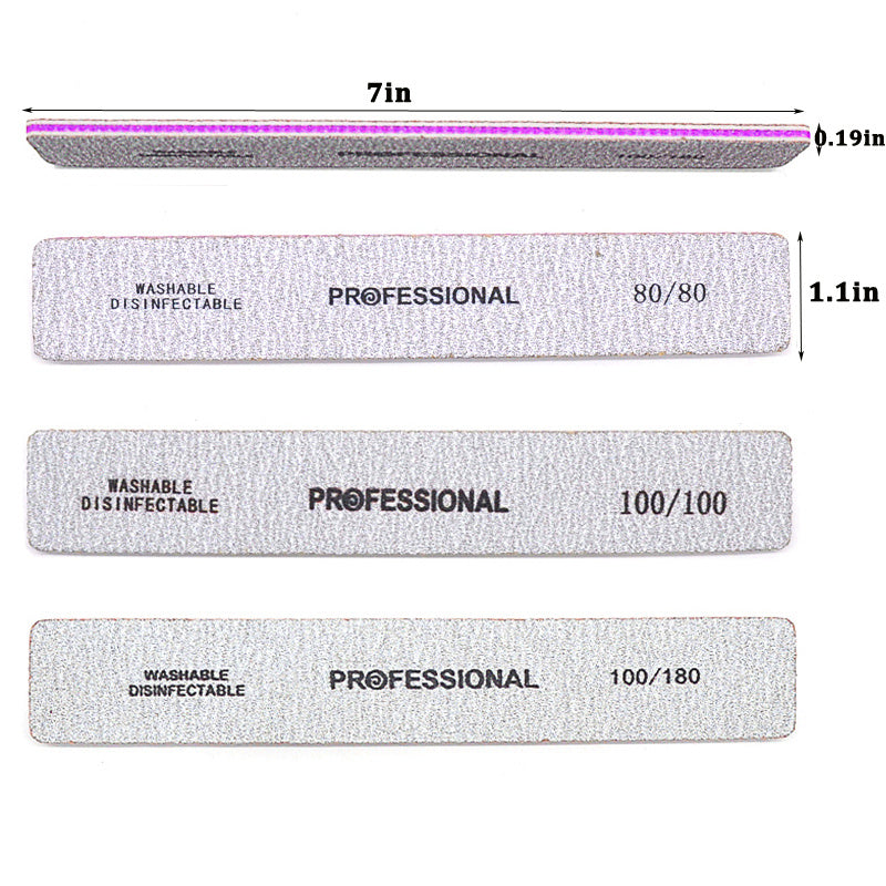 {5 Pcs/Pack} Square Nail File 80 100 180 Grit Poishing Files