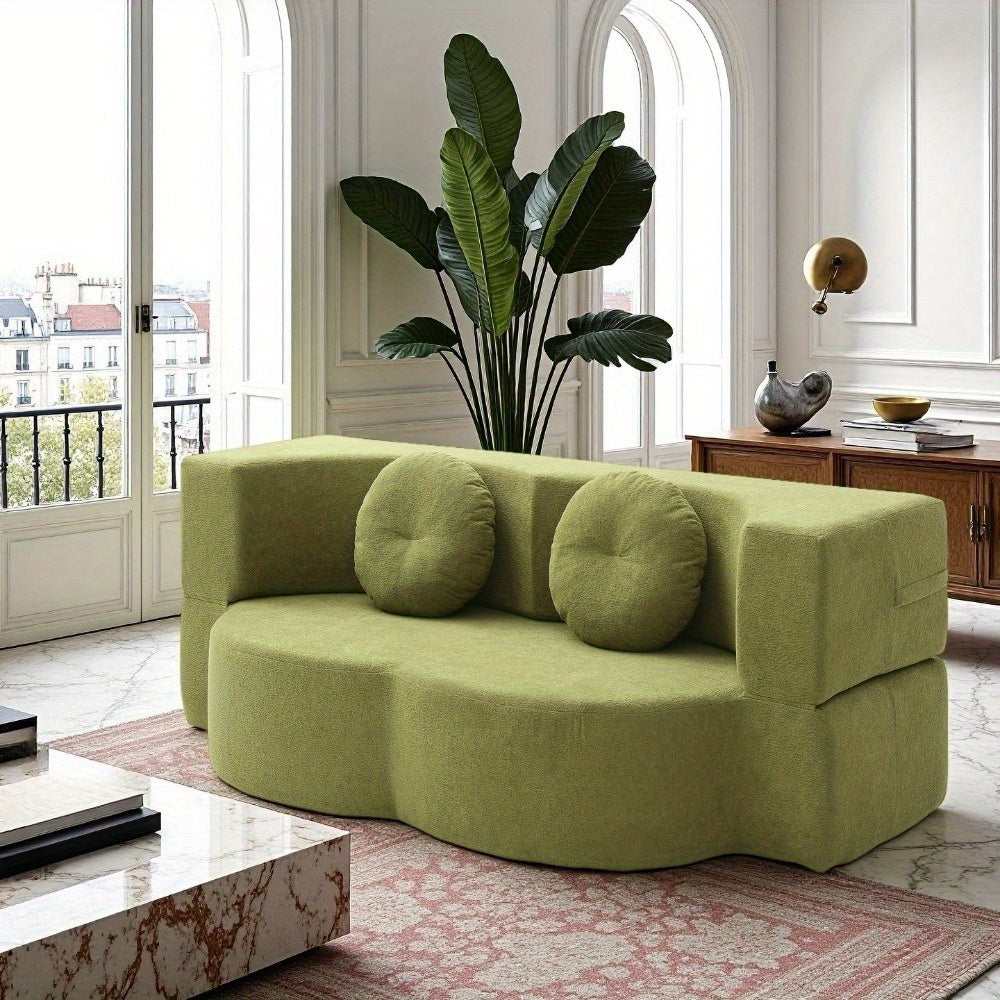 2-in-1 Convertible Folding Sofa Bed with Mattress