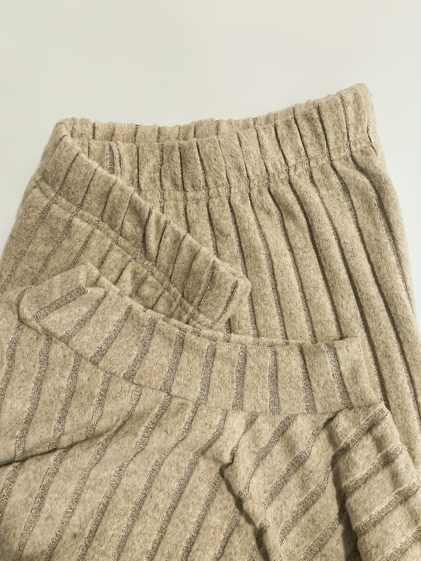 High Neck Ribbed Top + Pants Casual Set