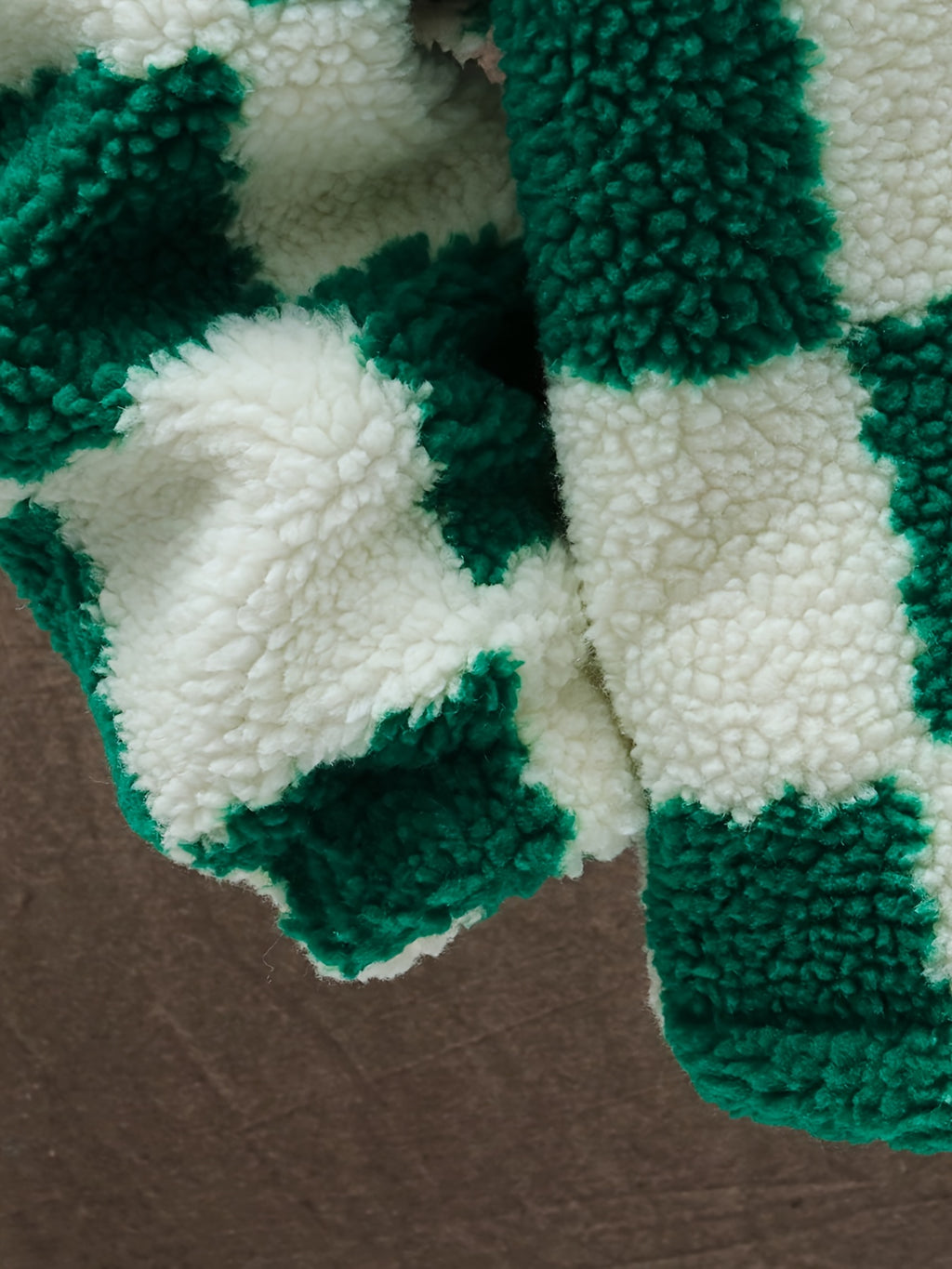 Blue & White Plush Checkered Winter Coat