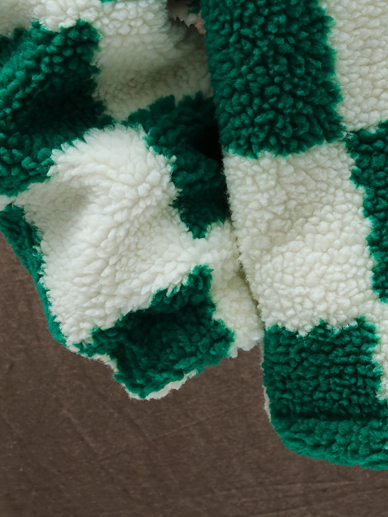 Blue & White Plush Checkered Winter Coat