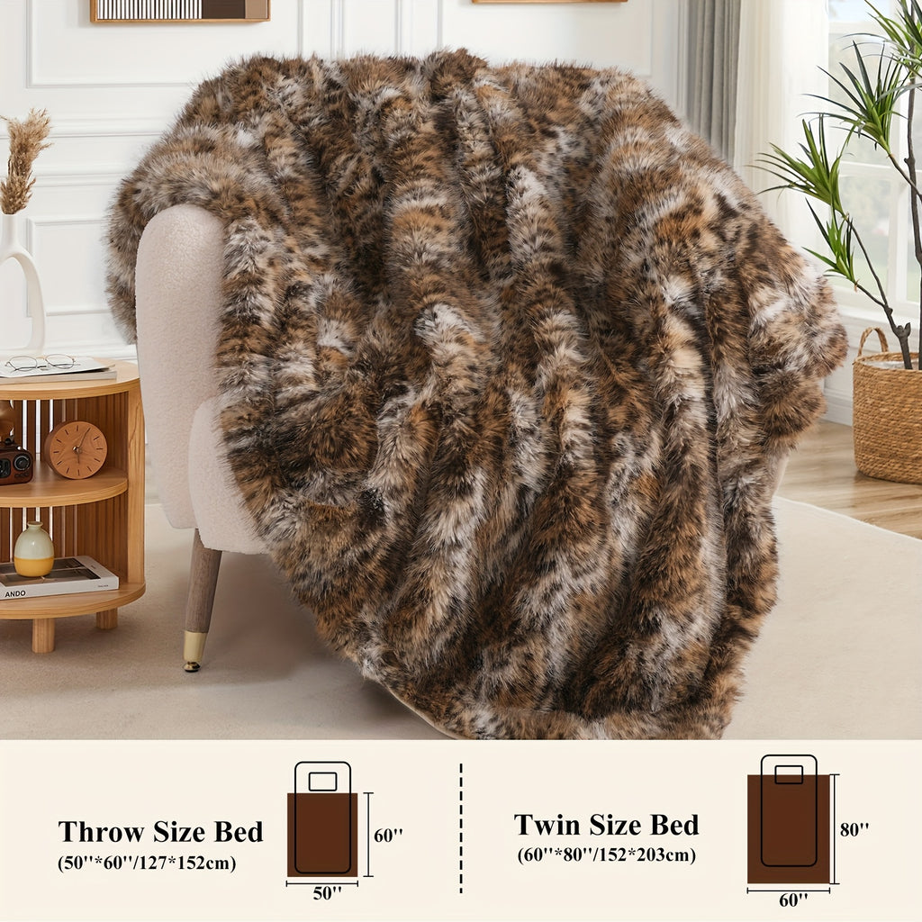 Faux Fur Leopard Print Blanket