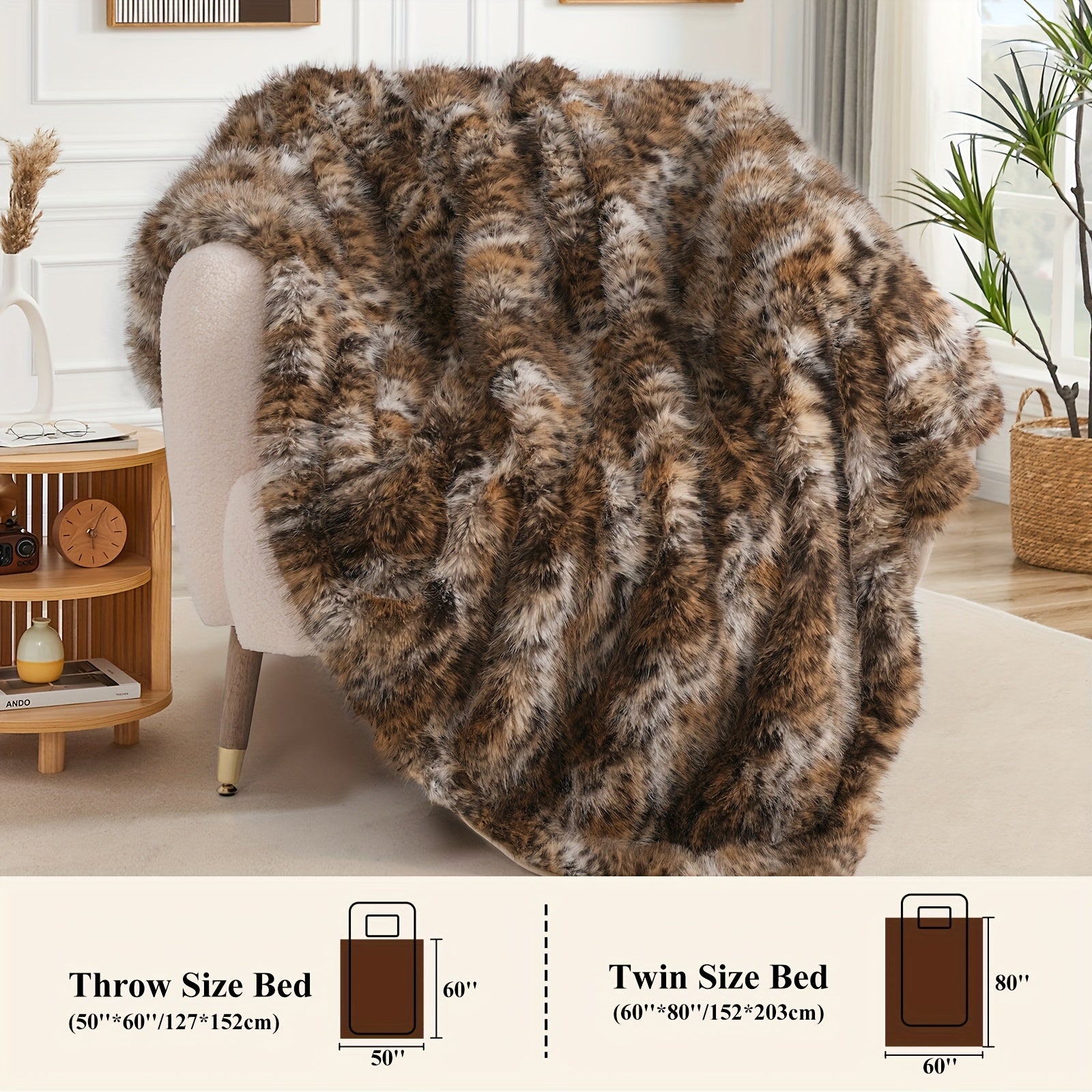 Faux Fur Leopard Print Blanket