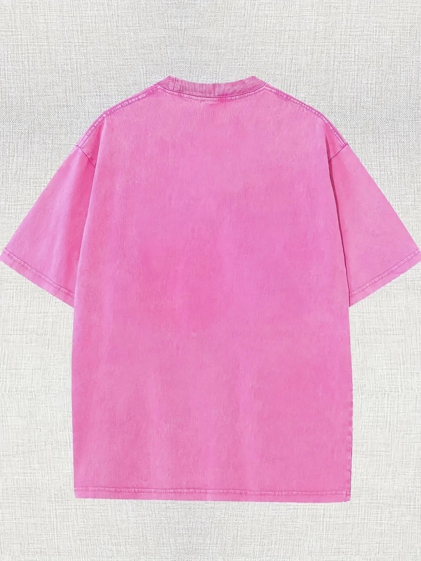 Men's & Women's 230g Heavyweight 100% T-Shirt - Vintage Washed Oversized Short Sleeve Round Neck Pink Tee with Logo-Like Horizontal Stripe Print (Beige//Maroon) - Soft Breathable Casual Summer Top, Locally Shipped, Women Two