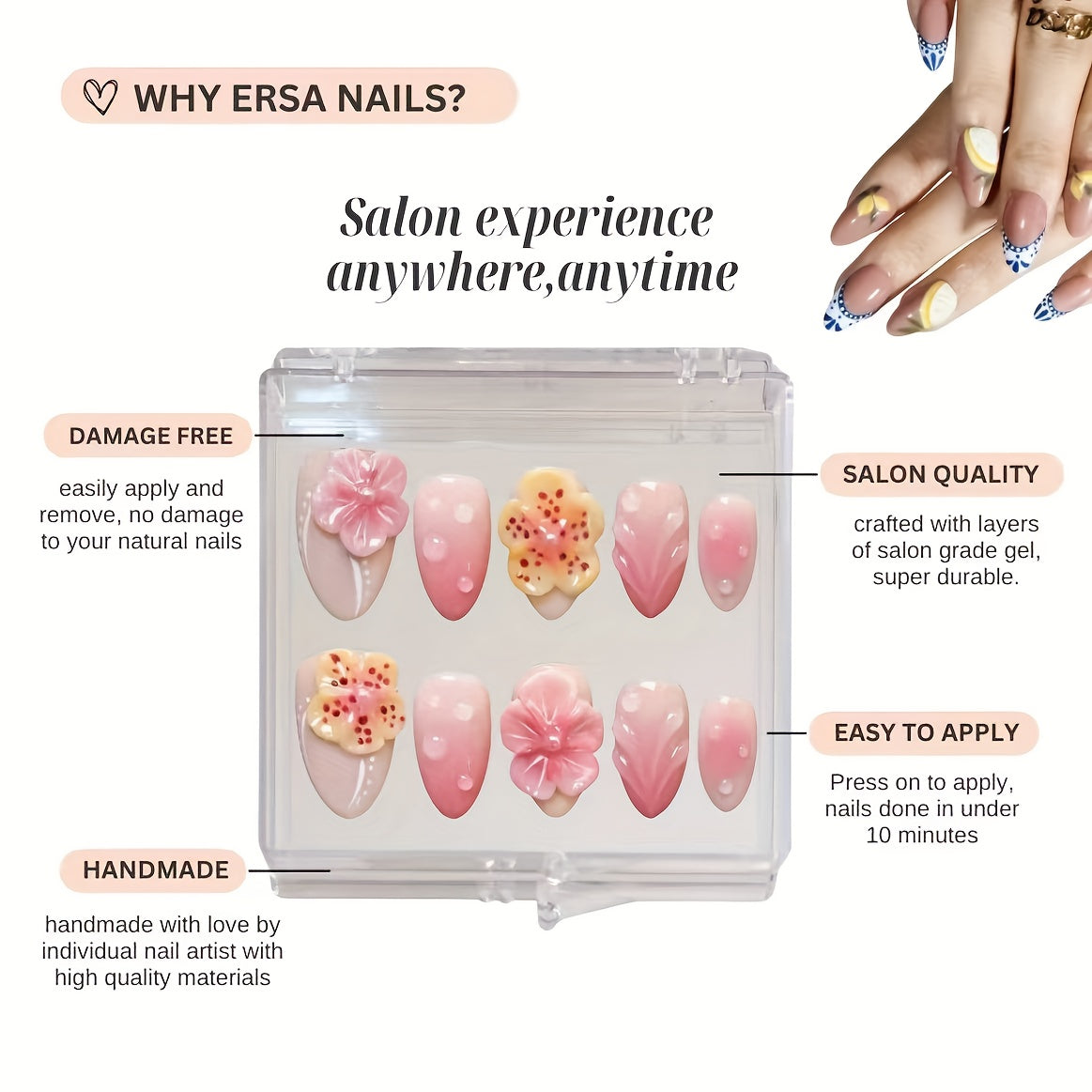 {10pcs} Hand-Worn Gemstone Manicure Set