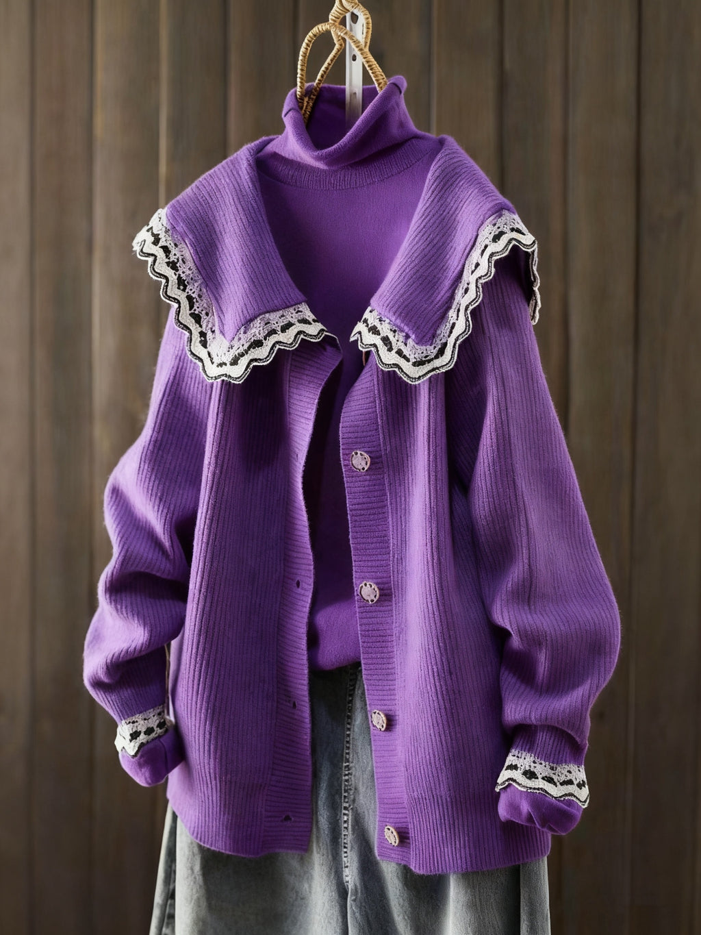 Contrast Lace Sweater