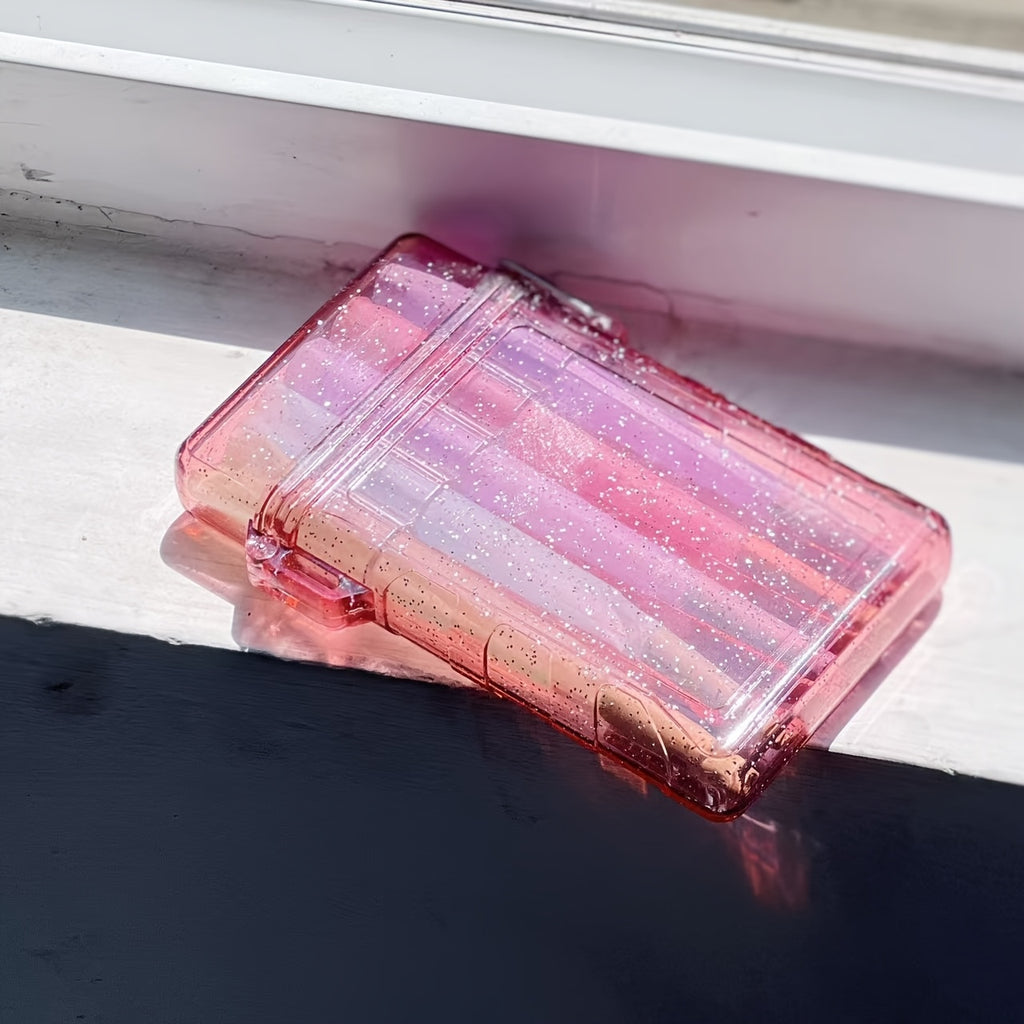 Pink Acrylic-like Cigarette Case with Flip-Top Lid & Pre-Rolled Cone Holder