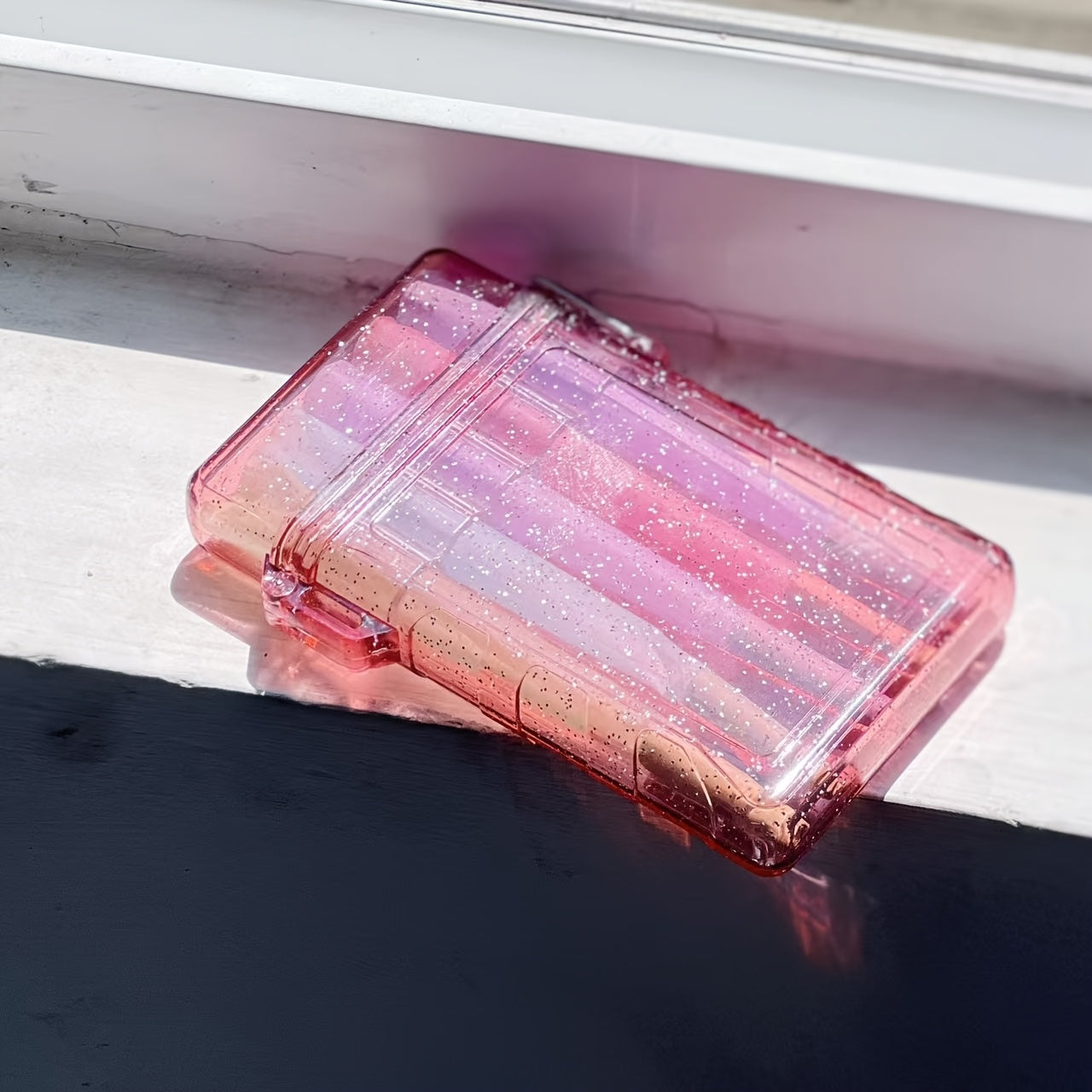 Pink Acrylic-like Cigarette Case with Flip-Top Lid & Pre-Rolled Cone Holder