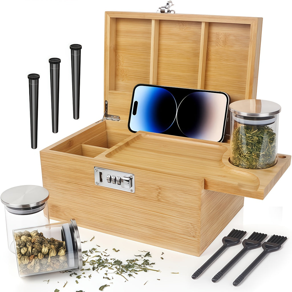 Large Bamboo Storage Box with Combination Lock