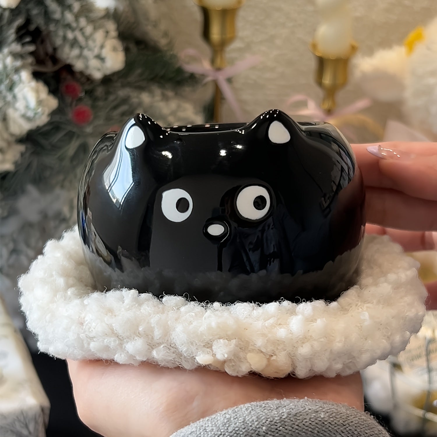 {1/2pcs} Cat-shaped Ceramic Mug, with a Bread-shaped Stirring Stick