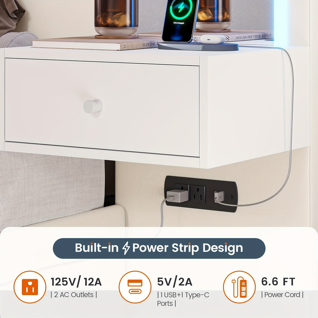 Queen Bed Frame with 2 Nightstands & Mirrors