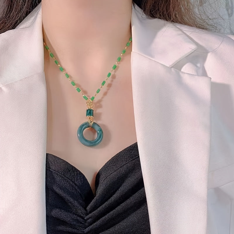 Elegant Artificial Jade Pendant Necklace