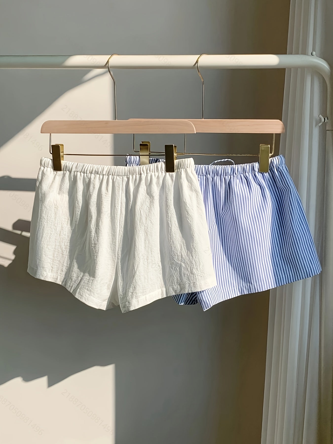 Drawstring Striped and Solid Color Shorts {2pcs}