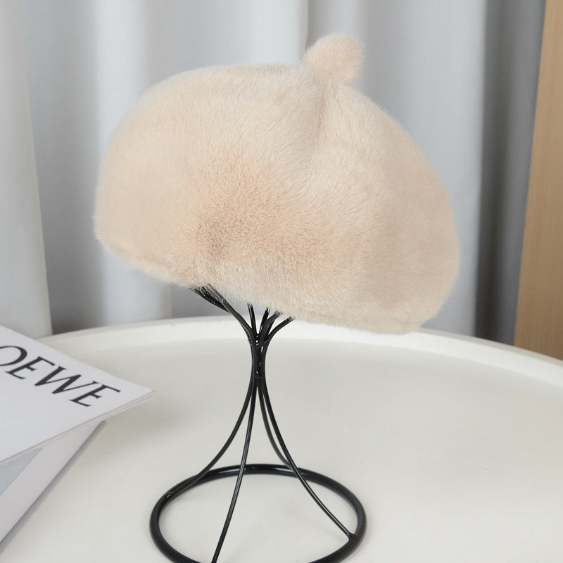 Fur-like Beret Hat