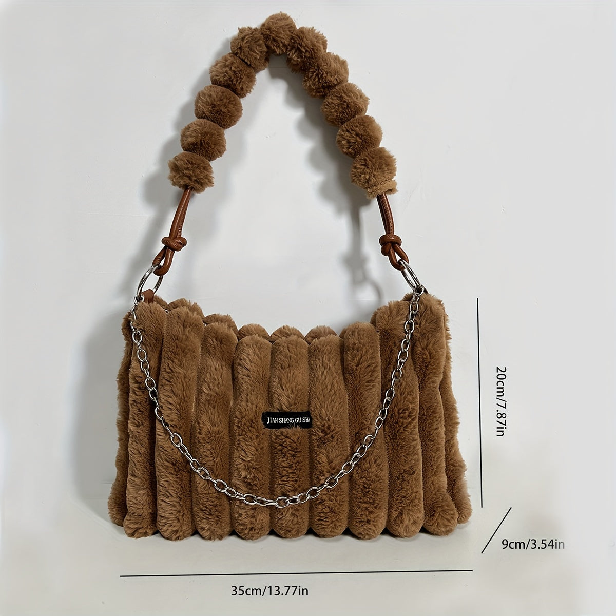 Plush Faux Fur Crossbody Bag with Detachable Adjustable Chain Strap