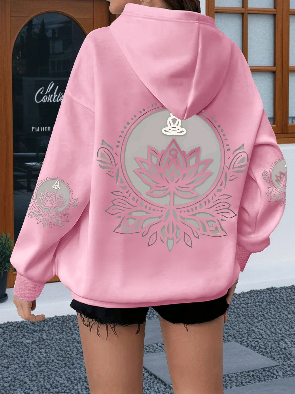 Hoodie with for Lotus Flower Graphic