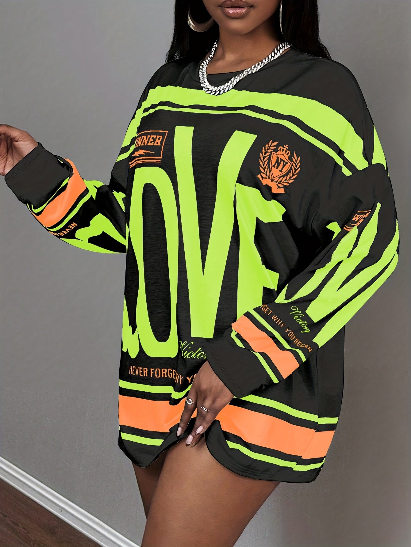 Oversized "LOVE" Letter Print Long Sleeve T-Shirt