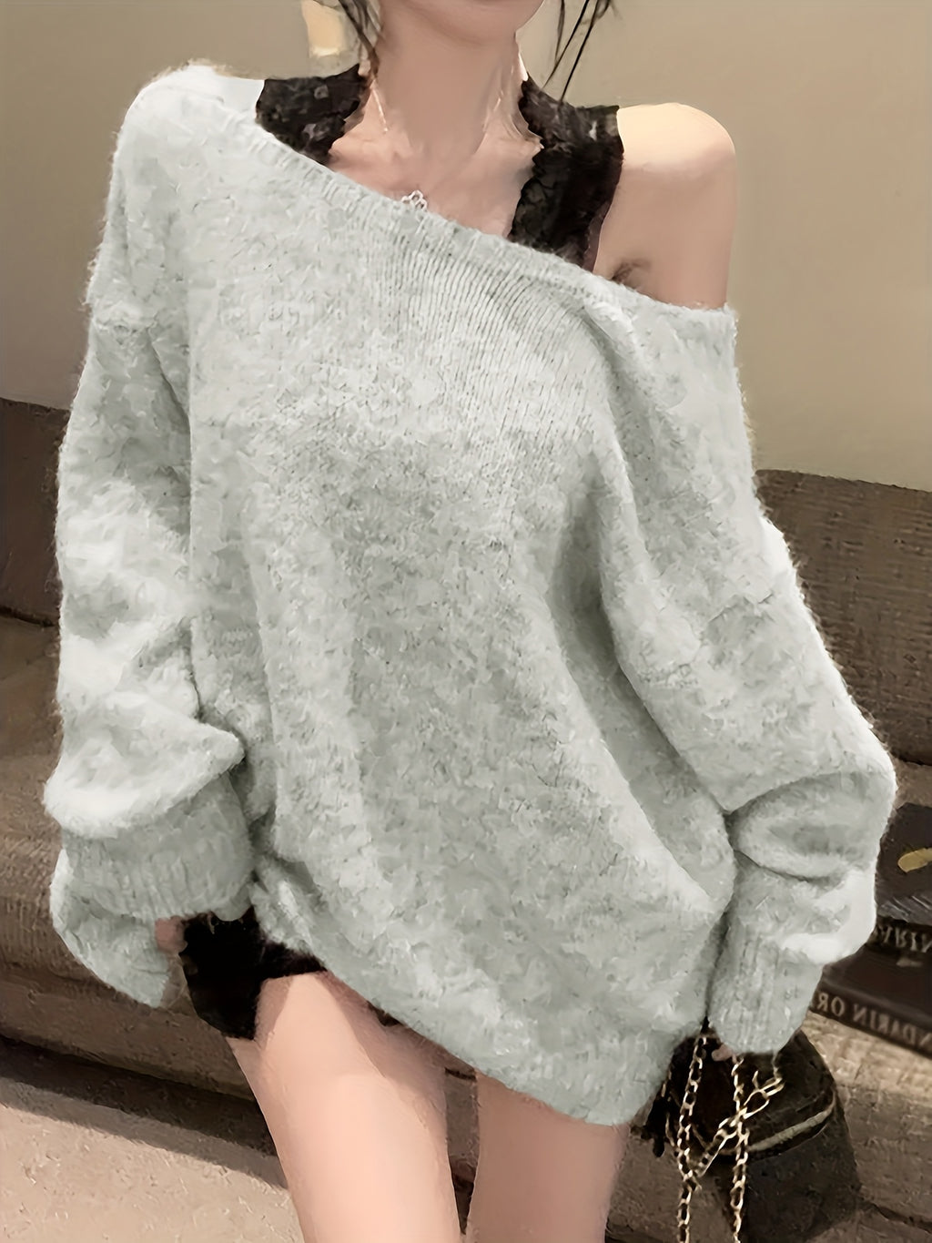 Casual Off-the-Shoulder Bow Sweater