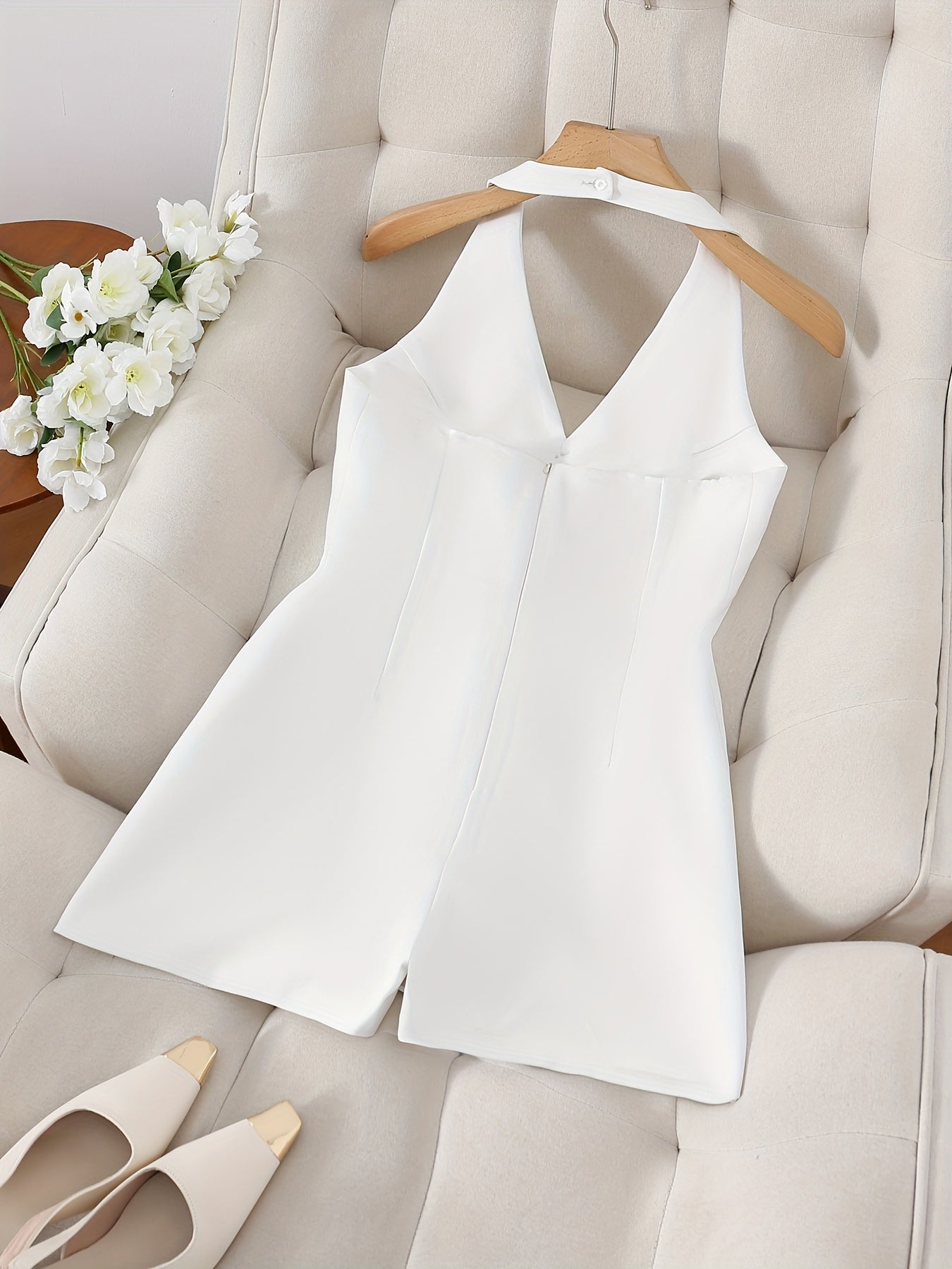 Vintage Fashion Elegant Heart Button Design Solid Color Cropped Dress Set of 2pcs