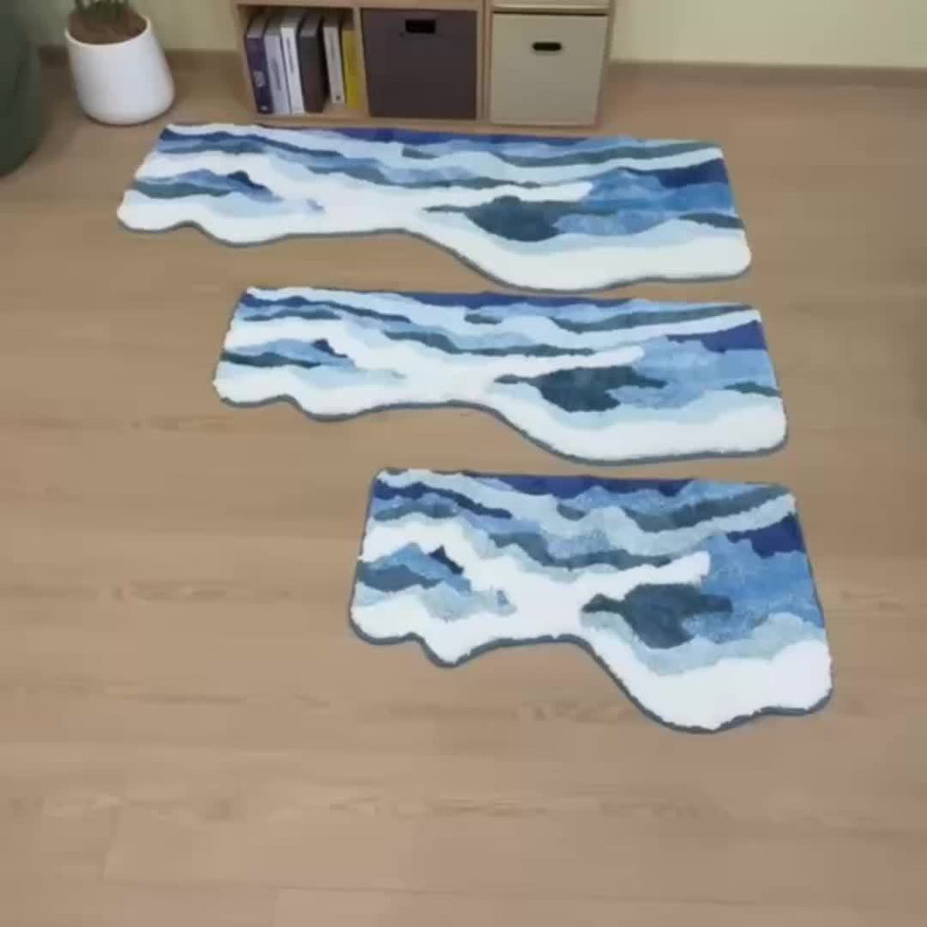 Thick Ultra-Soft Tufted Rug - Blue Ocean Wave