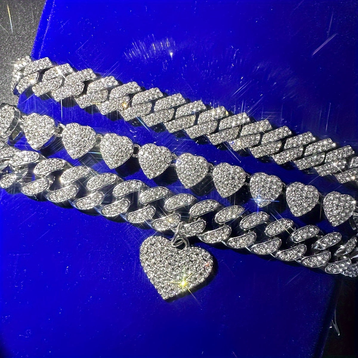 {3pcs} Shiny Heart Pendant Anklets