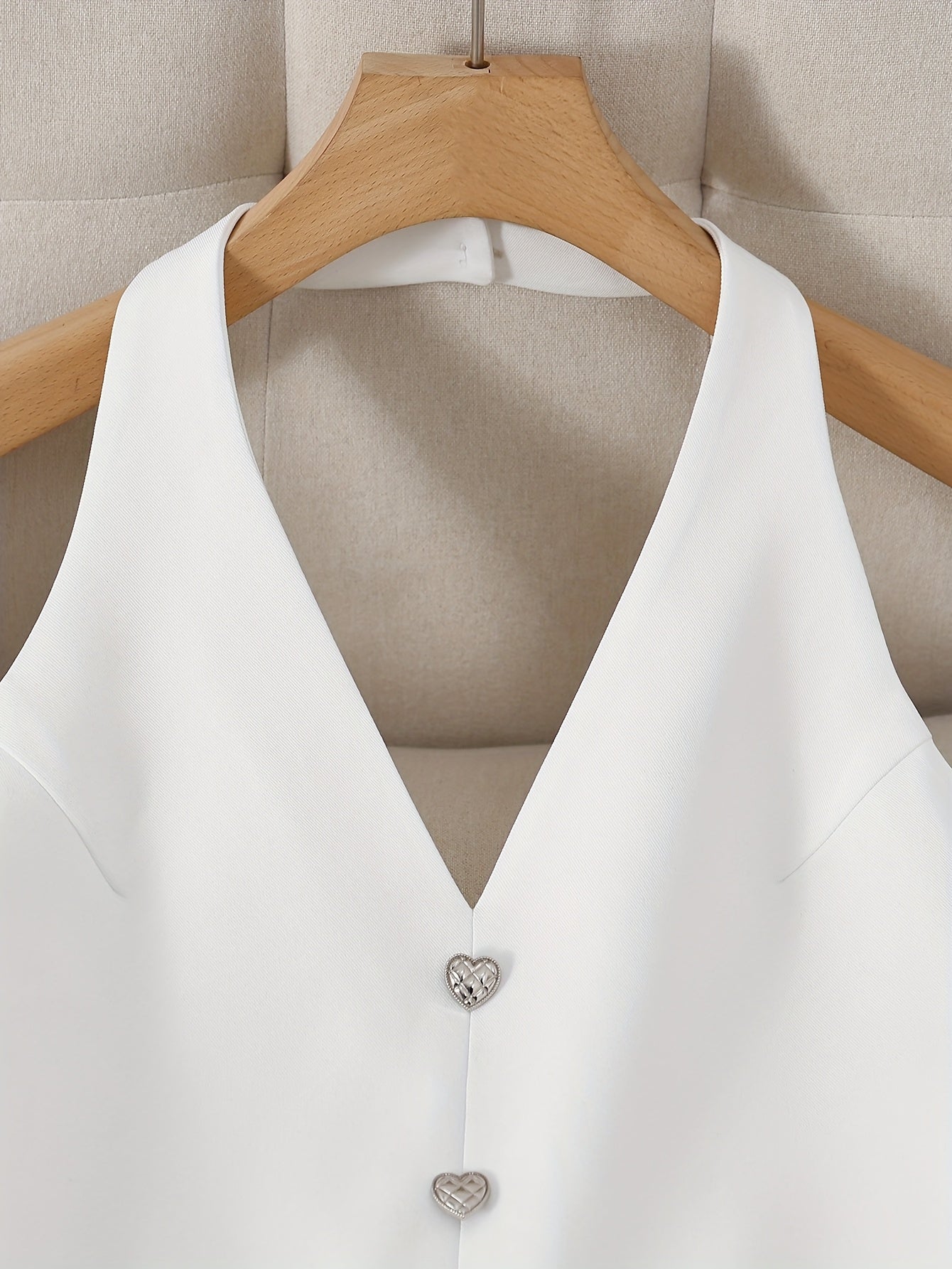 Vintage Fashion Elegant Heart Button Design Solid Color Cropped Dress Set of 2pcs