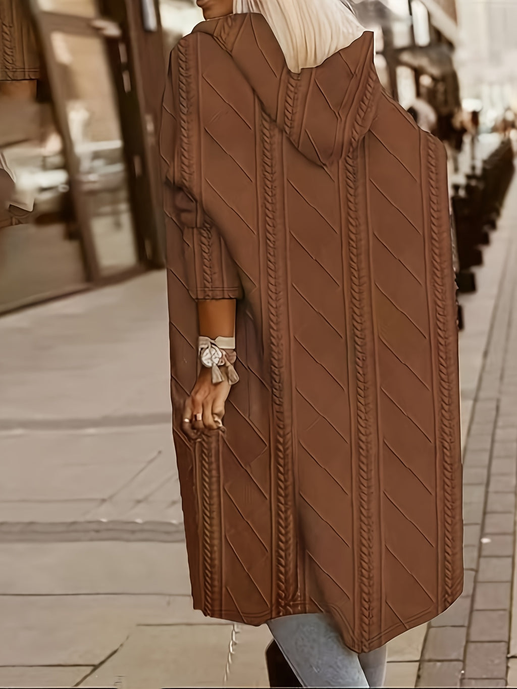 Long Hooded Cardigan with Pockets