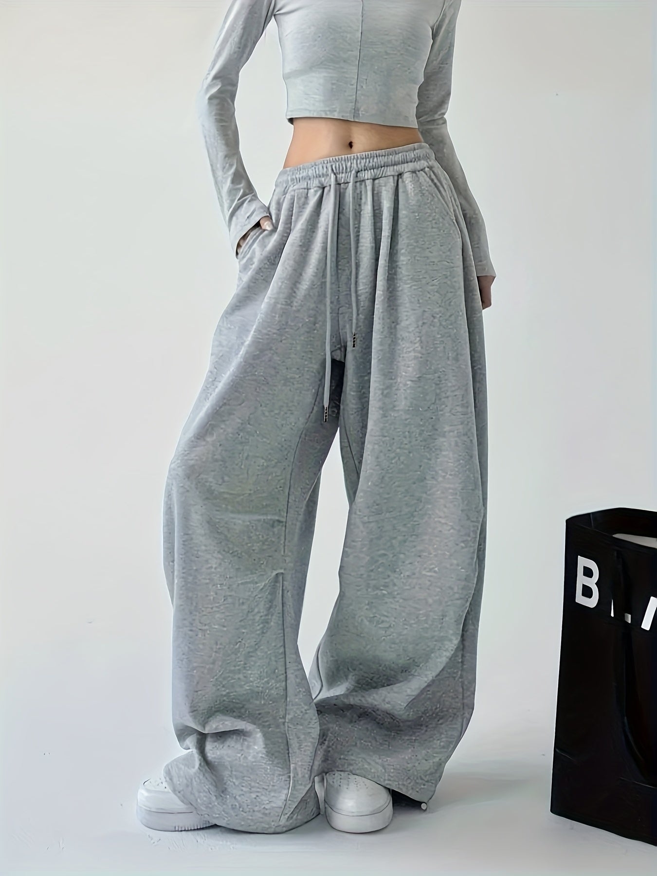 High-Waisted Wide-Leg Joggers