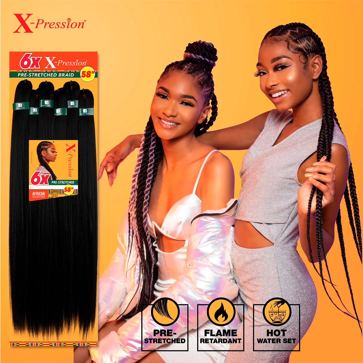 Sensationnel African Collection Braids 6X X-Pression Pre-Stretched Braid 58"