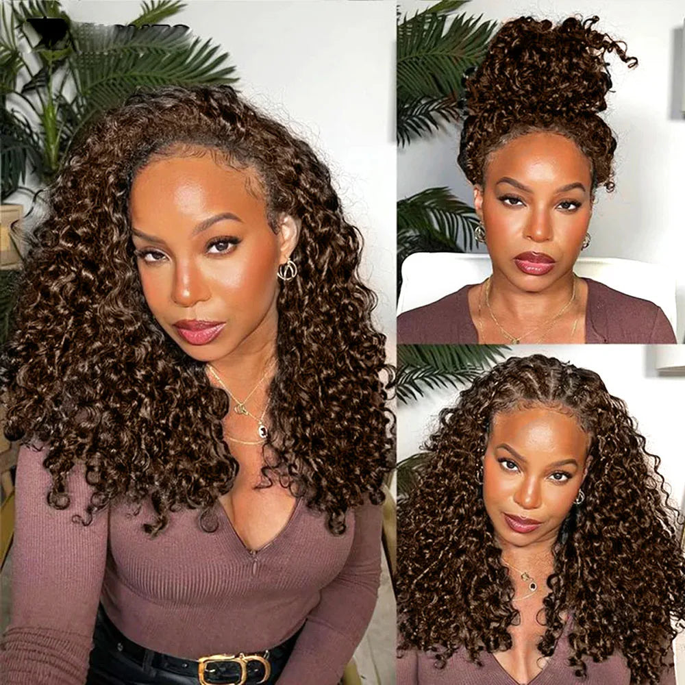 Chocolate Brown Burmese Curly Half Wig