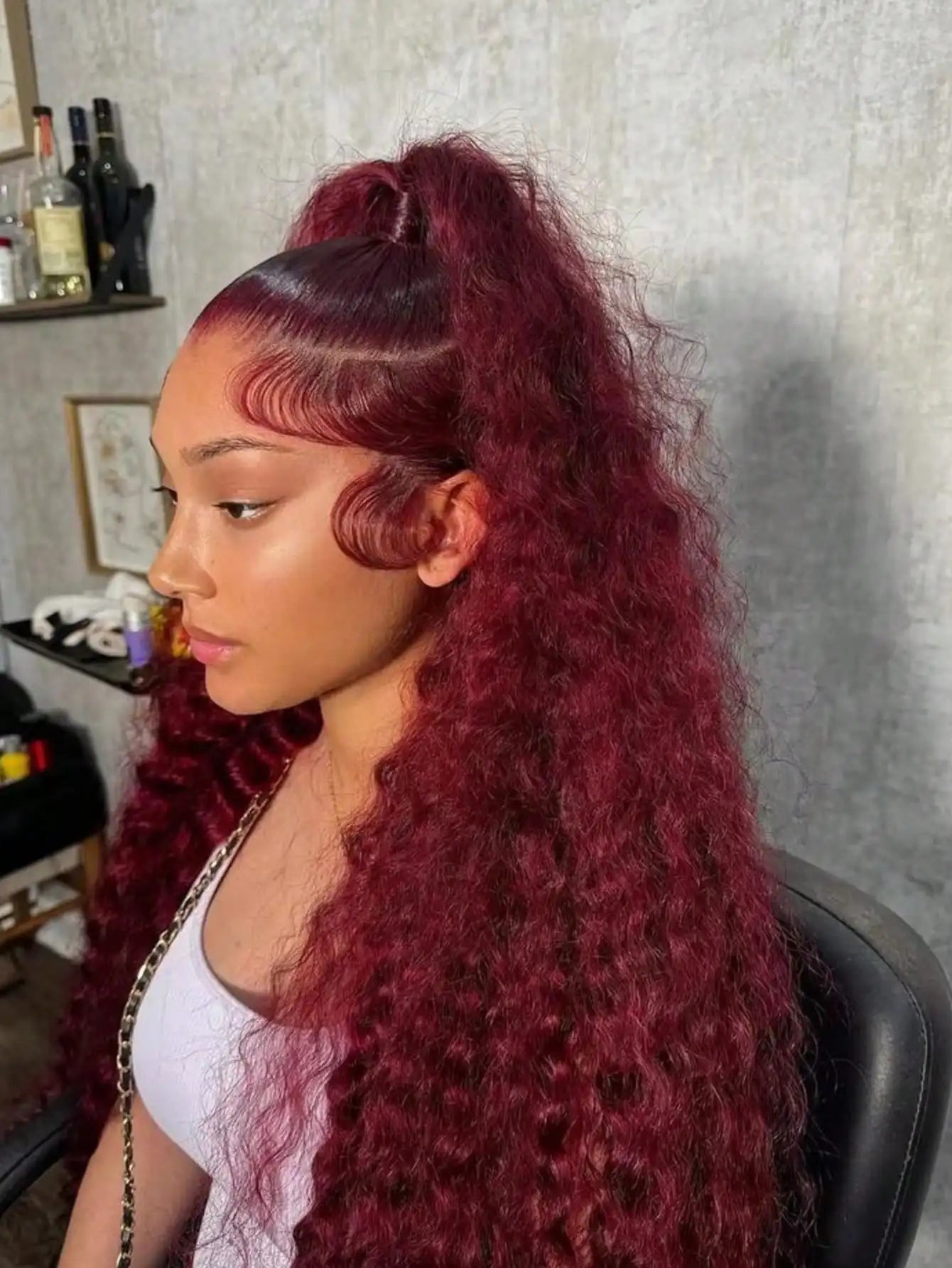 Burgundy Brazilian Deep Wave Wig