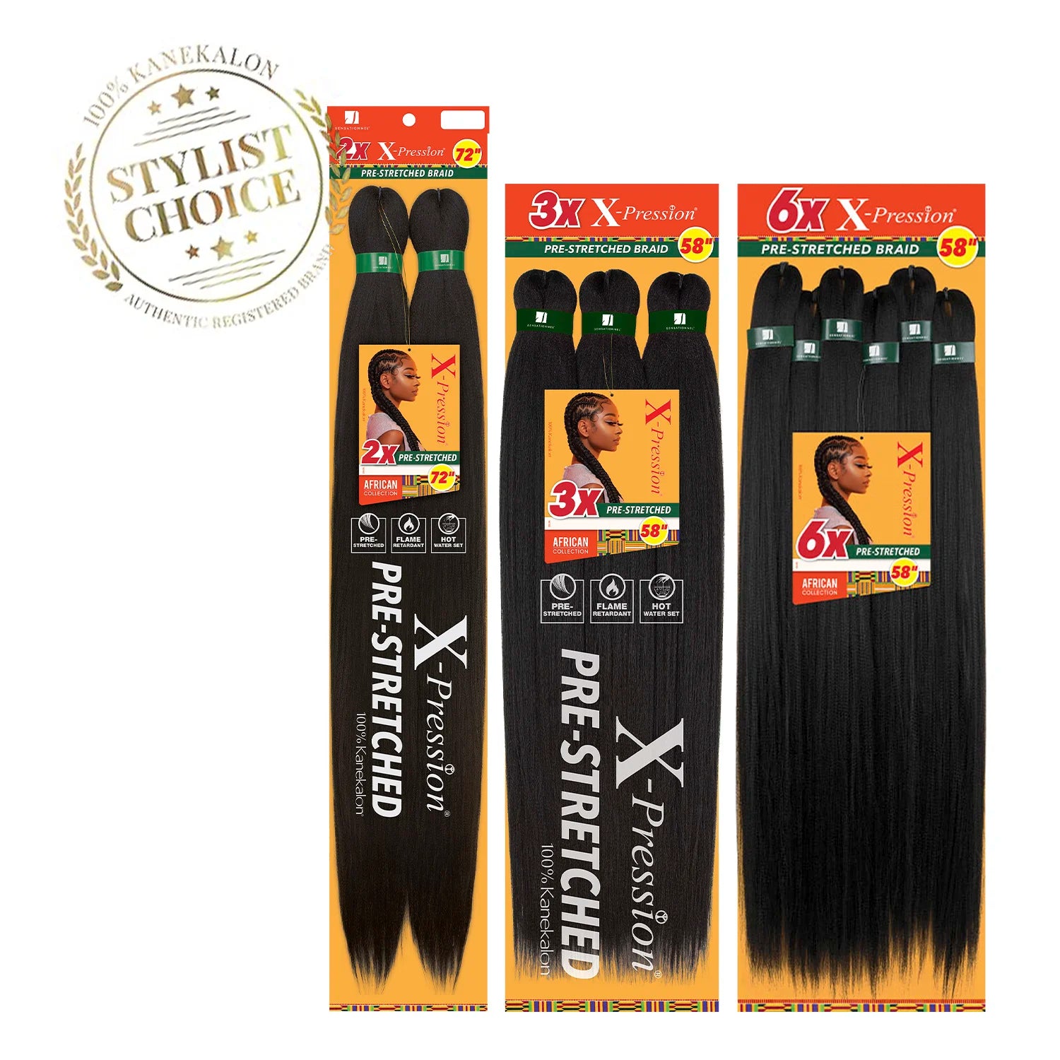 Sensationnel African Collection Braids 6X X-Pression Pre-Stretched Braid 58"