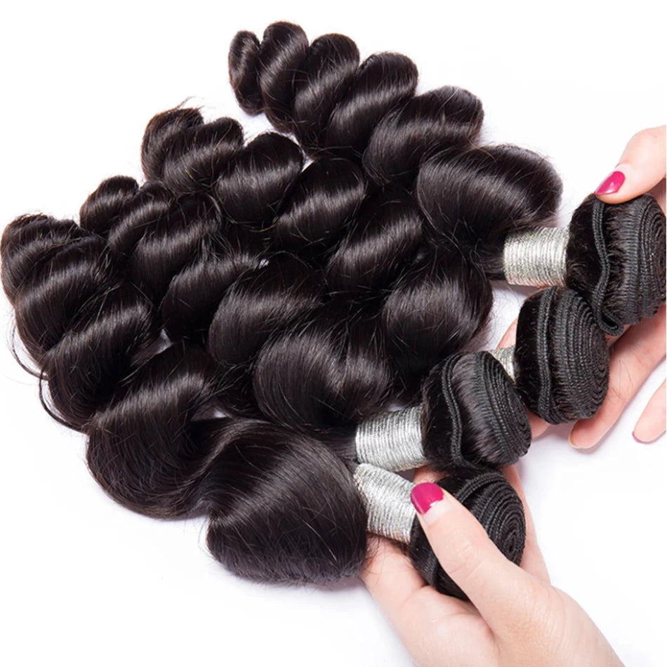 15A Loose Wave Human Hair Bundles 100% Brazilian Hair Weave Bundles Deal Wet And Wavy Loose Deep Wave Remy Hair Extensions