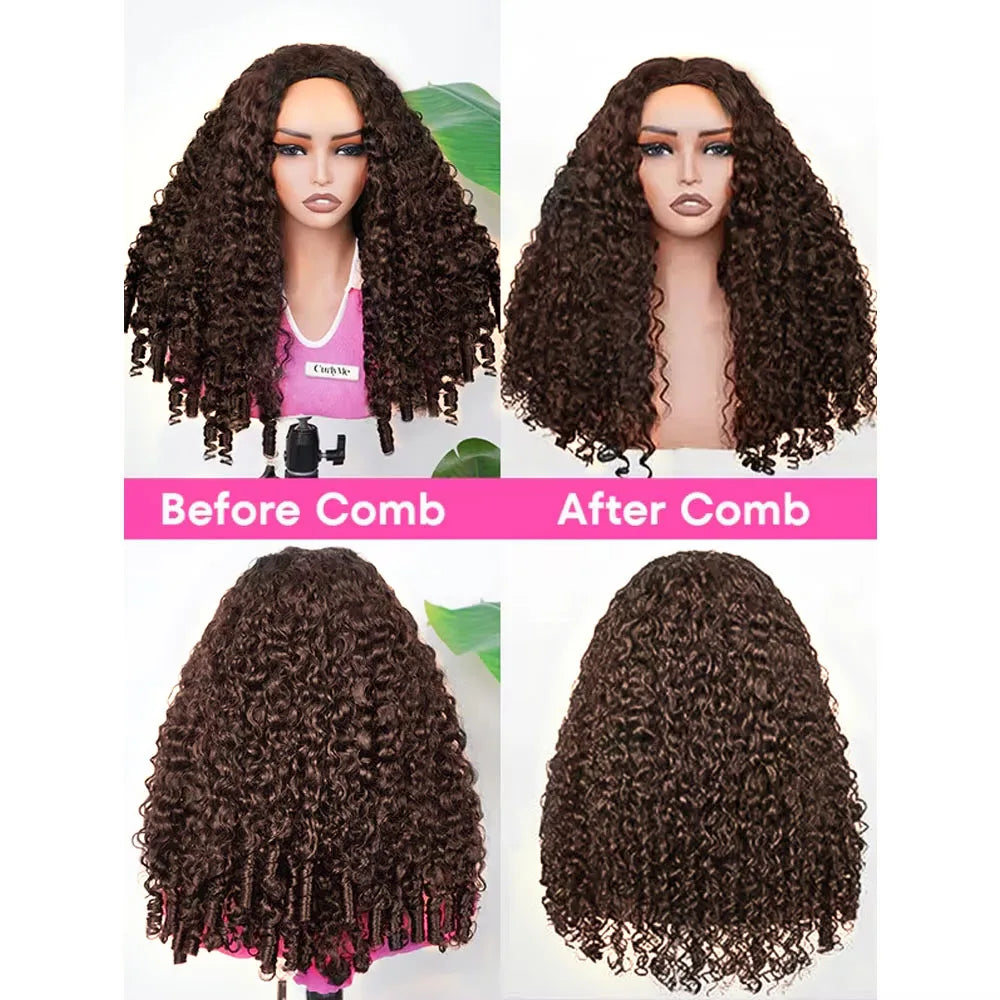 Chocolate Brown Burmese Curly Half Wig