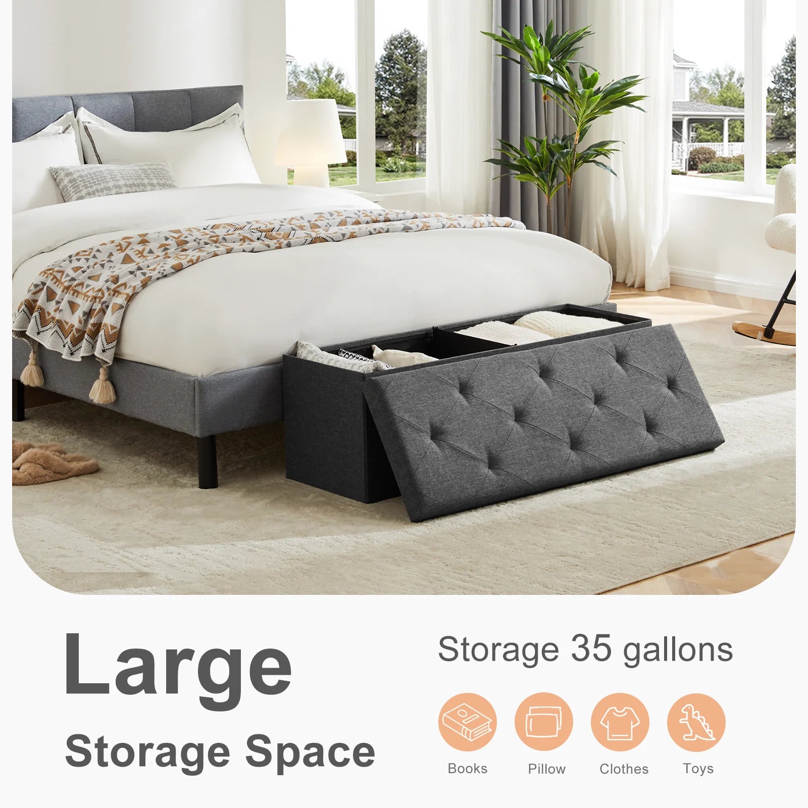 Folding Storage Ottoman Bench