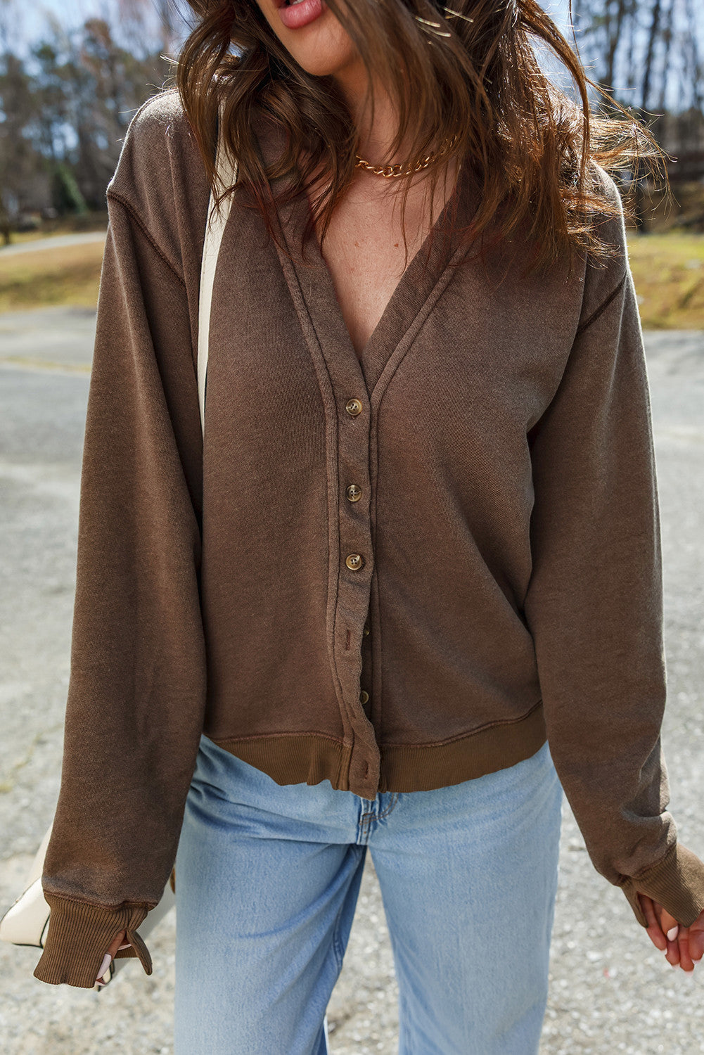Brown Casual Cardigan FB