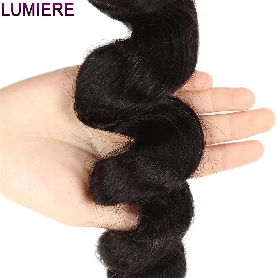 Loose Deep Wave Human Hair Bundles With 5x5 6x6 HD Lace Closure Frontal With Bundles Virgin Raw Hair Weave Hair Extension 8-40"