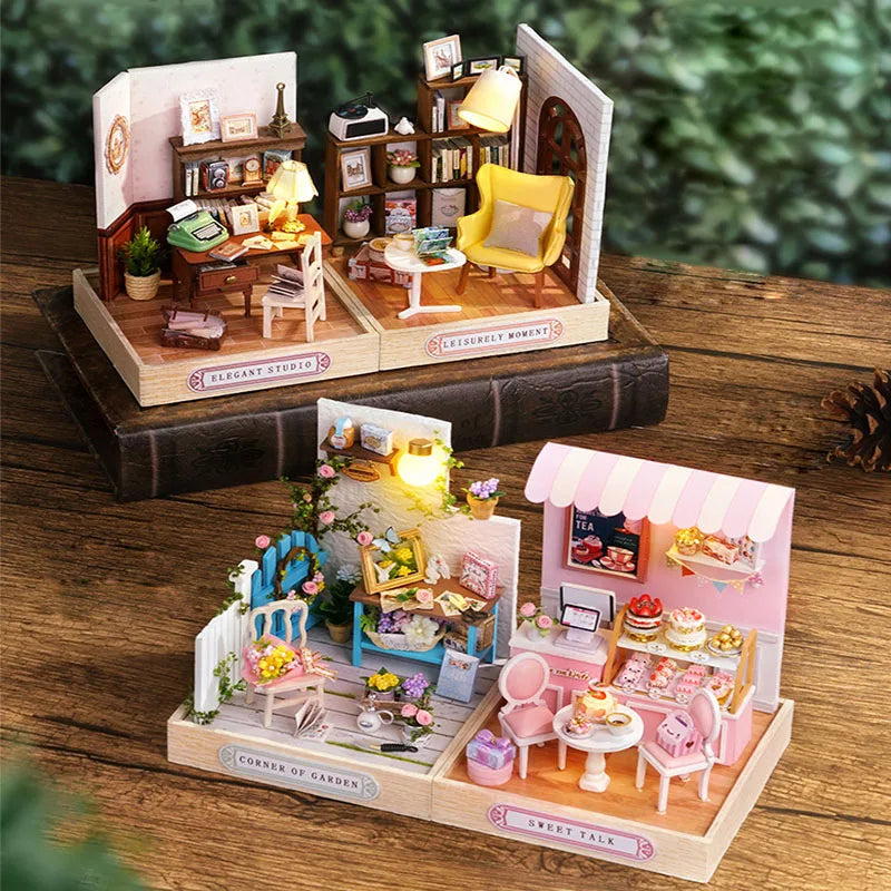 Kids Wooden Miniature Dollhouses Kit