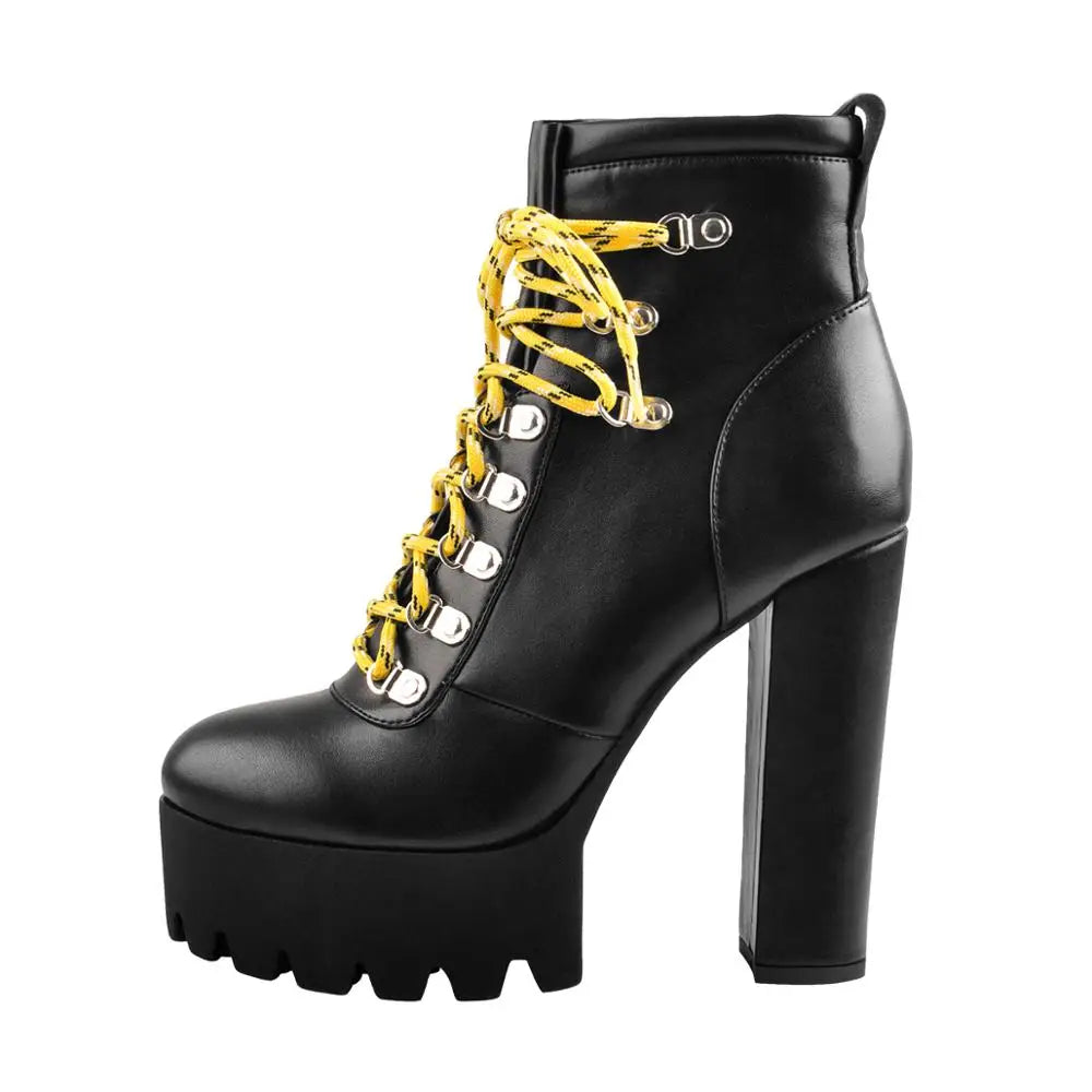 Platform Lace Up Ankle Boots