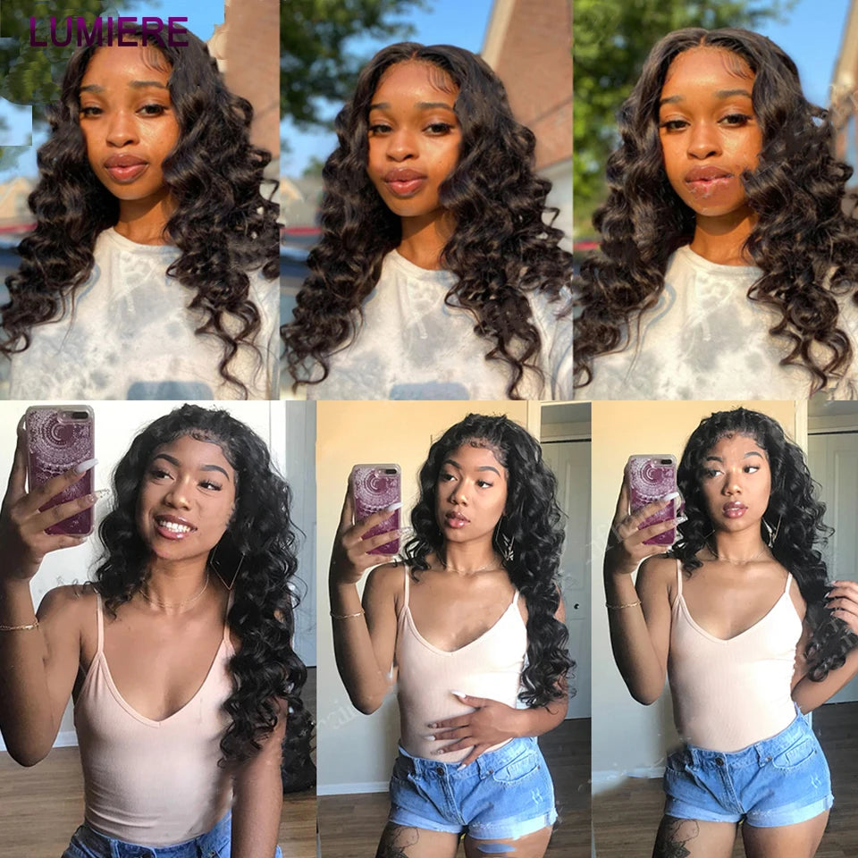 Loose Deep Wave Human Hair Bundles With 5x5 6x6 HD Lace Closure Frontal With Bundles Virgin Raw Hair Weave Hair Extension 8-40"